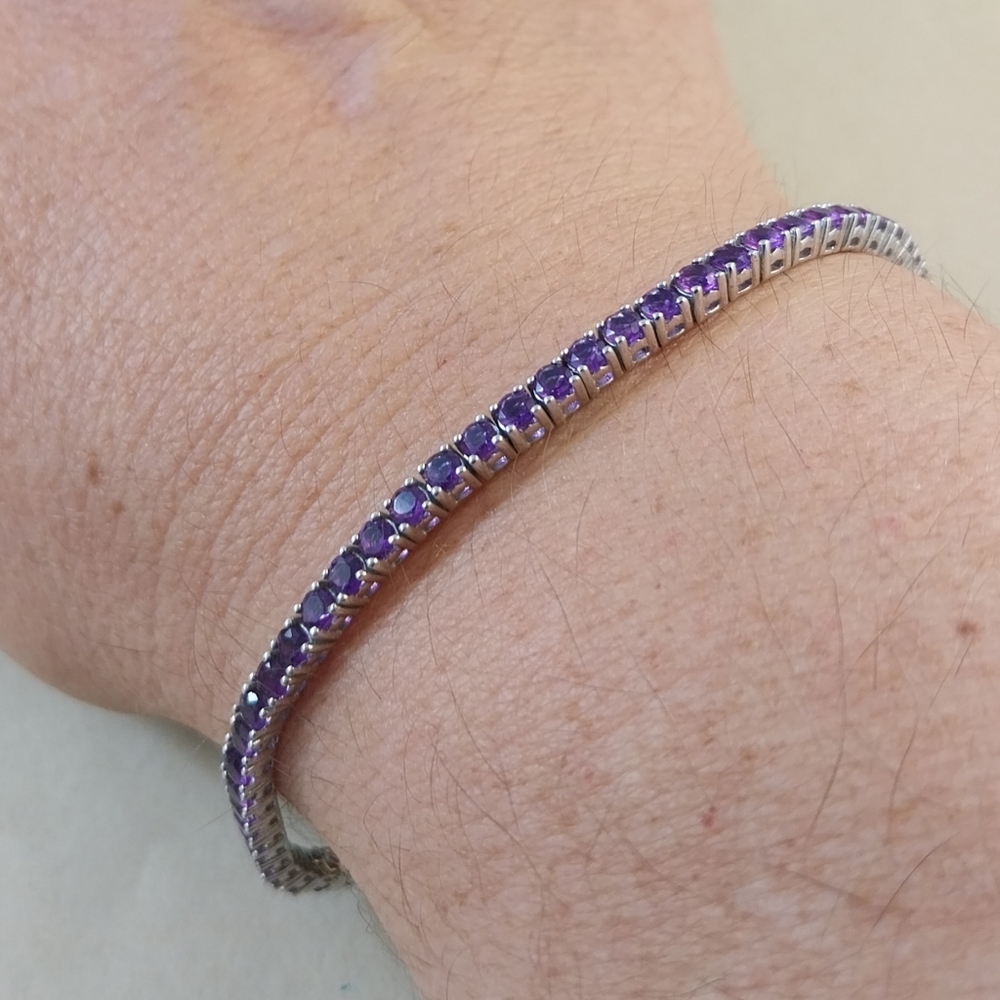Sterling Silver Amethyst Bracelet - Picture 9 of 16